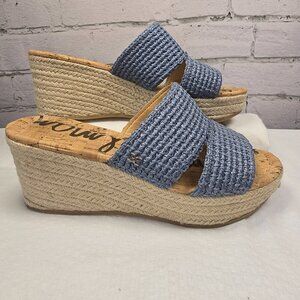 SAM EDELMAN BLUE ROXANN SANDAL WEDGES ESPADRILLES BEACH RESORTWARE SIZE 7.5
